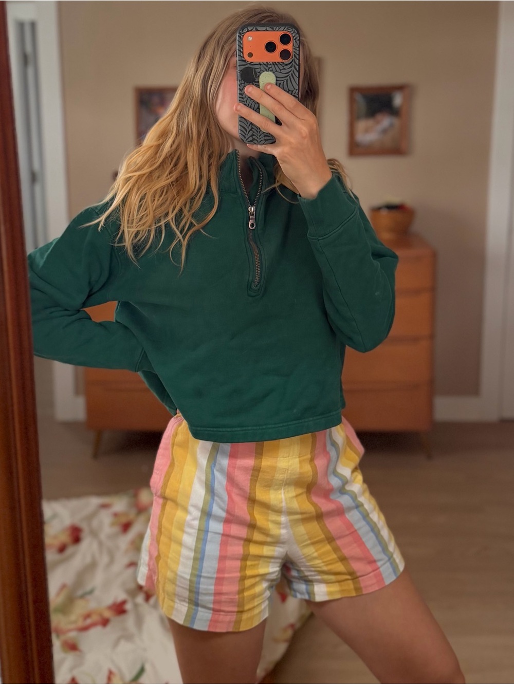 Girlfriend Collective Biome Half-Zip Cropped Sweatshirt